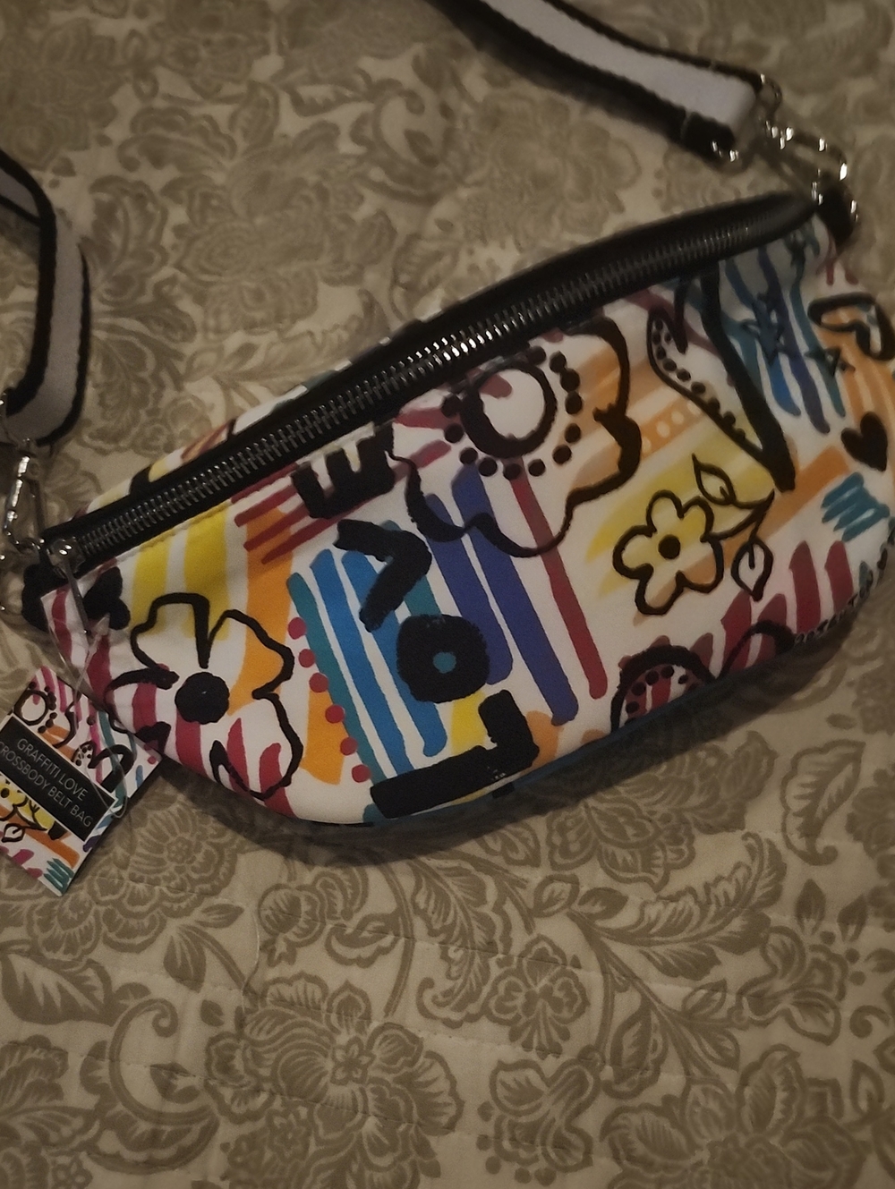 Brighton Multicolor LOVE Floral Graphic Crossbody Bag